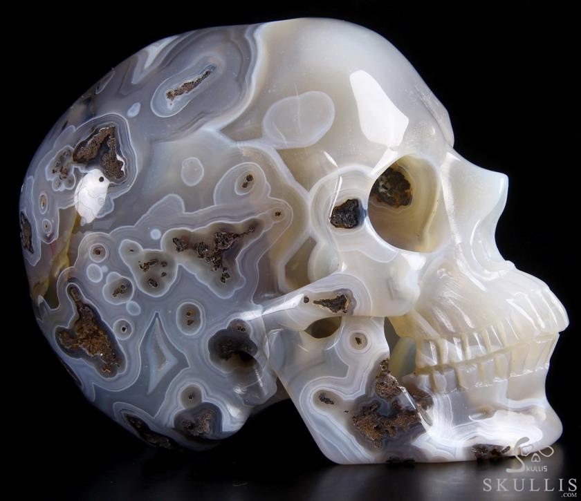 huge 5.2" Agate Carved Crystal Skull, Realistic huge 5.2" Agate Carved Crystal Skull, Realistic
