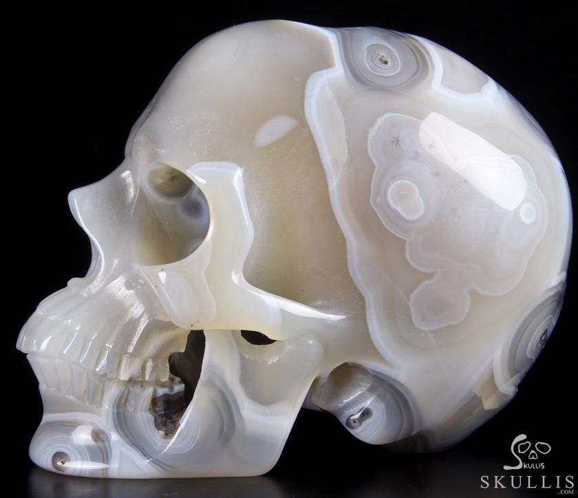 huge 5.2" Agate Carved Crystal Skull, Realistic huge 5.2" Agate Carved Crystal Skull, Realistic