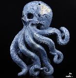 Amazing 6.3" Blue Sponge Cora Carved Crystal Skull, Realistic