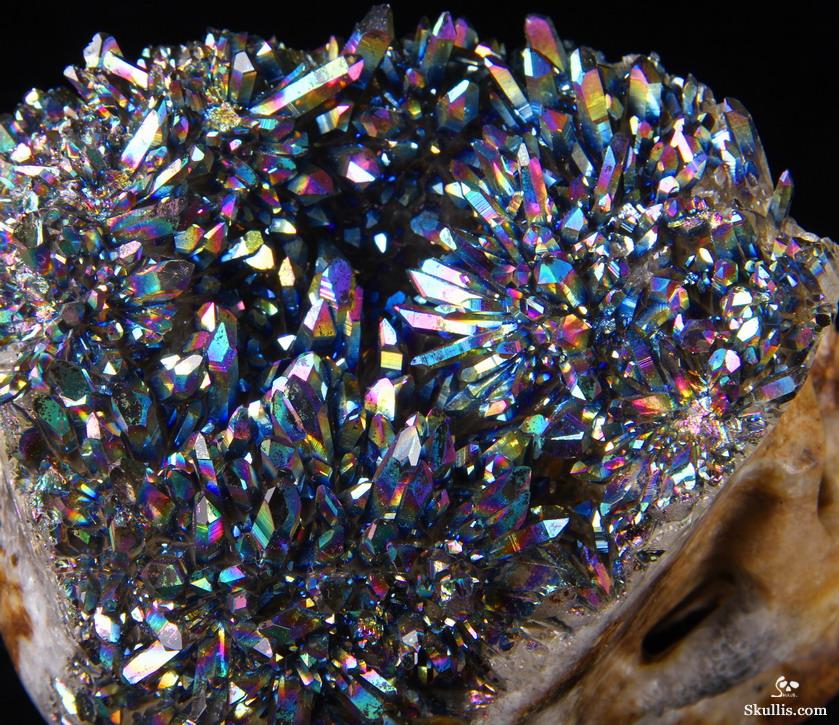 Huge Rainbow Druse 5.7" Quartz Rock Crystal Carved Crystal Skull, Realistic Huge Rainbow Druse 5.7" Quartz Rock Crystal Carved Crystal Skull, Realistic