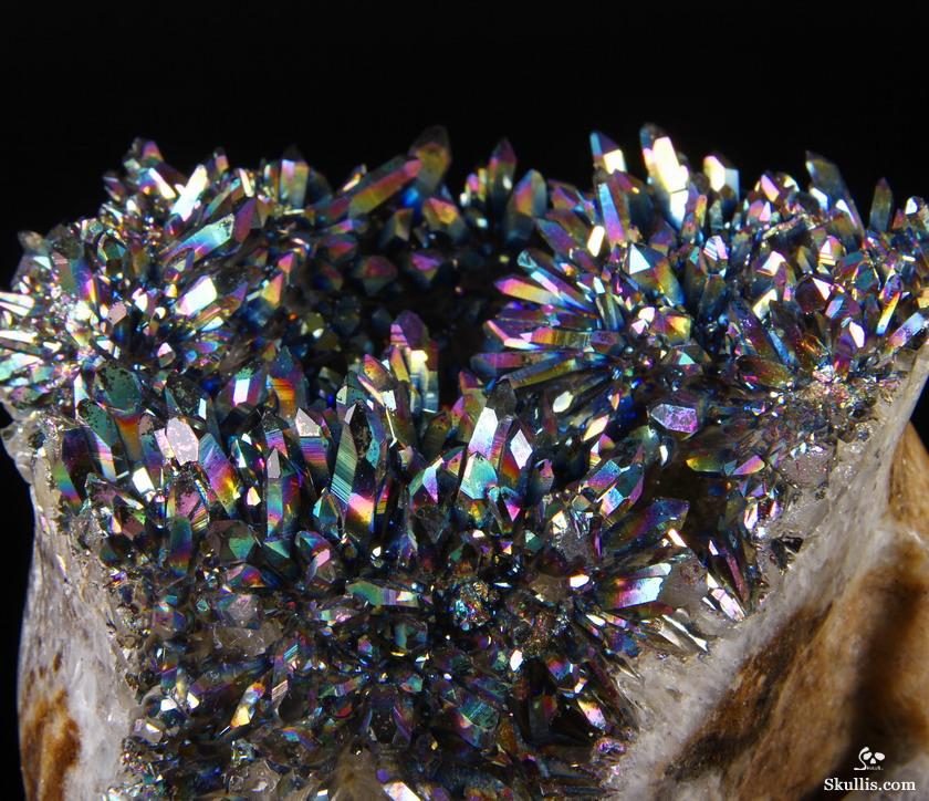 Huge Rainbow Druse 5.7" Quartz Rock Crystal Carved Crystal Skull, Realistic Huge Rainbow Druse 5.7" Quartz Rock Crystal Carved Crystal Skull, Realistic