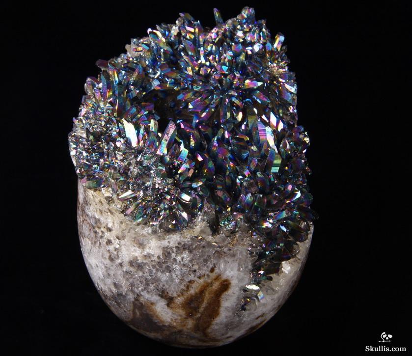 Huge Rainbow Druse 5.7" Quartz Rock Crystal Carved Crystal Skull, Realistic Huge Rainbow Druse 5.7" Quartz Rock Crystal Carved Crystal Skull, Realistic
