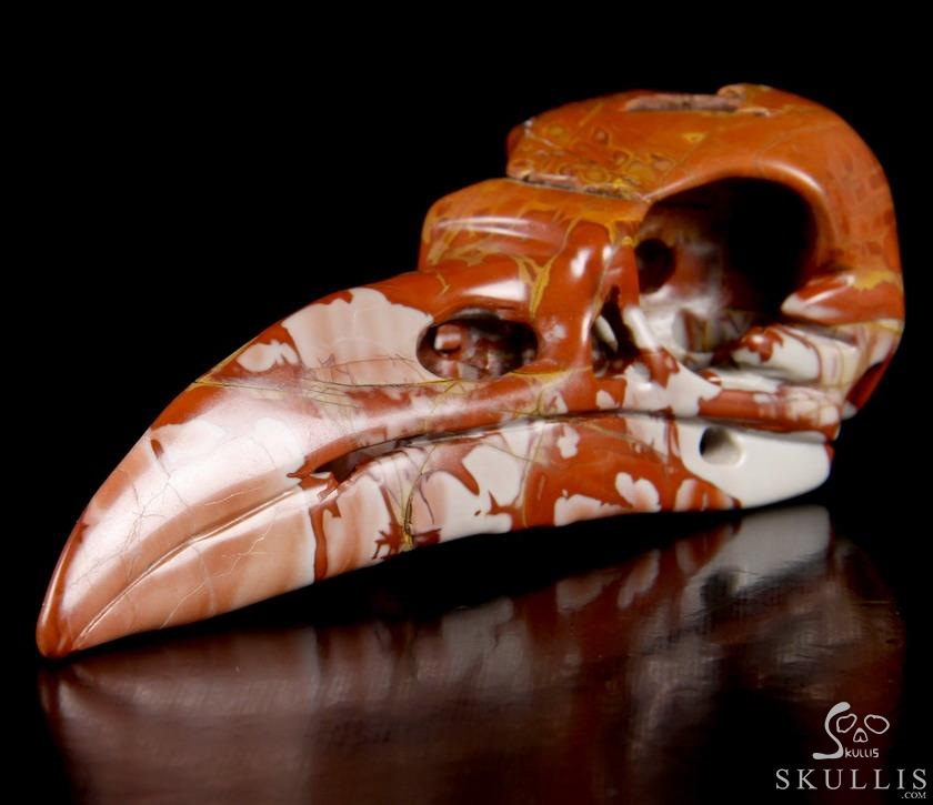 4.7" Red Noreena Jasper Hand Carved Crystal Raven Skull Pendant, Crystal Healing Skull Jewelry, for Women & Men 4.7" Red Noreena Jasper Hand Carved Crystal Raven Skull Pendant, Crystal Healing Skull Jewelry, for Women & Men