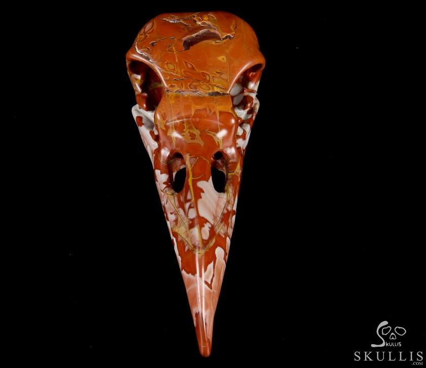 4.7" Red Noreena Jasper Hand Carved Crystal Raven Skull Pendant, Crystal Healing Skull Jewelry, for Women & Men 4.7" Red Noreena Jasper Hand Carved Crystal Raven Skull Pendant, Crystal Healing Skull Jewelry, for Women & Men