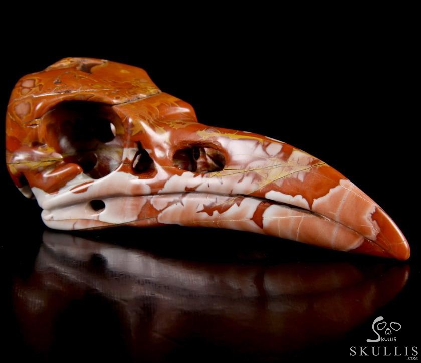4.7" Red Noreena Jasper Hand Carved Crystal Raven Skull Pendant, Crystal Healing Skull Jewelry, for Women & Men 4.7" Red Noreena Jasper Hand Carved Crystal Raven Skull Pendant, Crystal Healing Skull Jewelry, for Women & Men