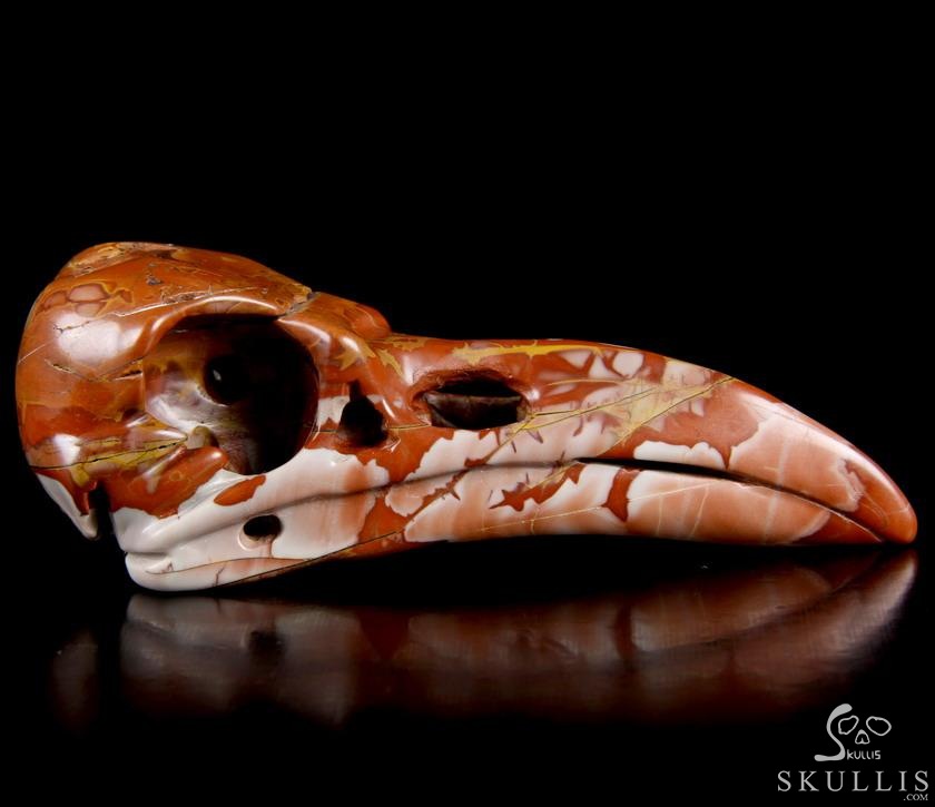 4.7" Red Noreena Jasper Hand Carved Crystal Raven Skull Pendant, Crystal Healing Skull Jewelry, for Women & Men 4.7" Red Noreena Jasper Hand Carved Crystal Raven Skull Pendant, Crystal Healing Skull Jewelry, for Women & Men