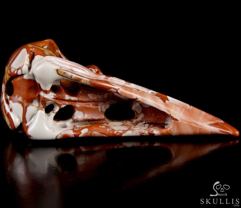 4.7" Red Noreena Jasper Hand Carved Crystal Raven Skull Pendant, Crystal Healing Skull Jewelry, for Women & Men 4.7" Red Noreena Jasper Hand Carved Crystal Raven Skull Pendant, Crystal Healing Skull Jewelry, for Women & Men