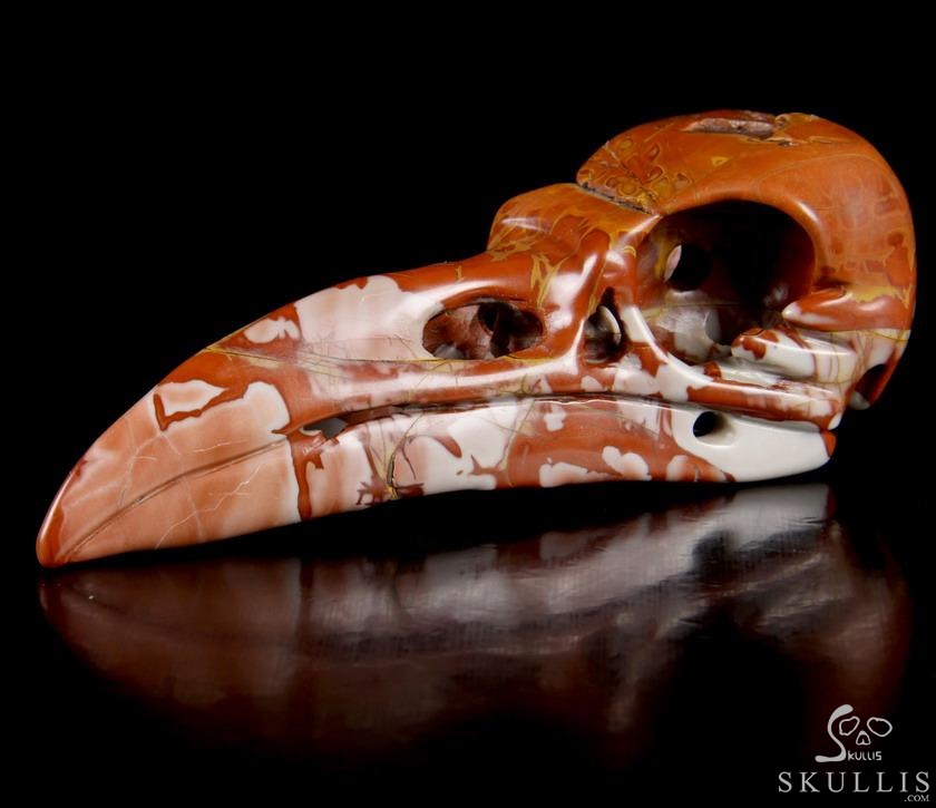 4.7" Red Noreena Jasper Hand Carved Crystal Raven Skull Pendant, Crystal Healing Skull Jewelry, for Women & Men 4.7" Red Noreena Jasper Hand Carved Crystal Raven Skull Pendant, Crystal Healing Skull Jewelry, for Women & Men