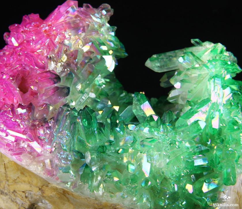 Rainbow 6.1" Rainbow Aura Quartz Druse Carved Crystal Skull Druse, Super Realistic Rainbow 6.1" Rainbow Aura Quartz Druse Carved Crystal Skull Druse, Super Realistic