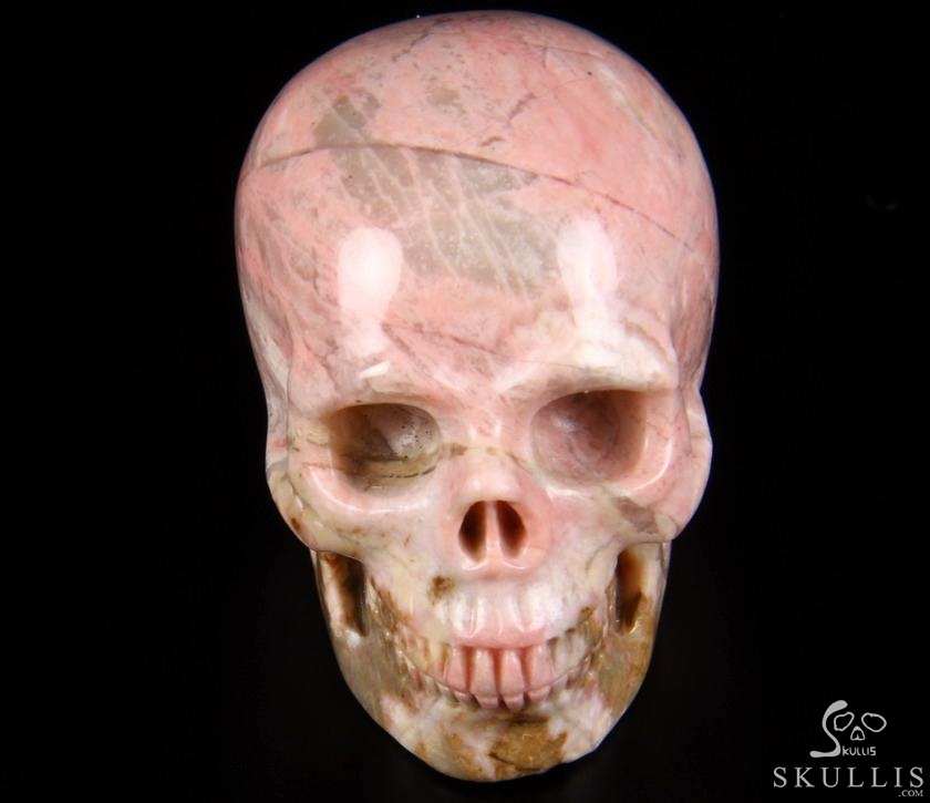 2.1" Pink & White Rhodonite Carved Crystal Skull, Realistic 2.1" Pink & White Rhodonite Carved Crystal Skull, Realistic