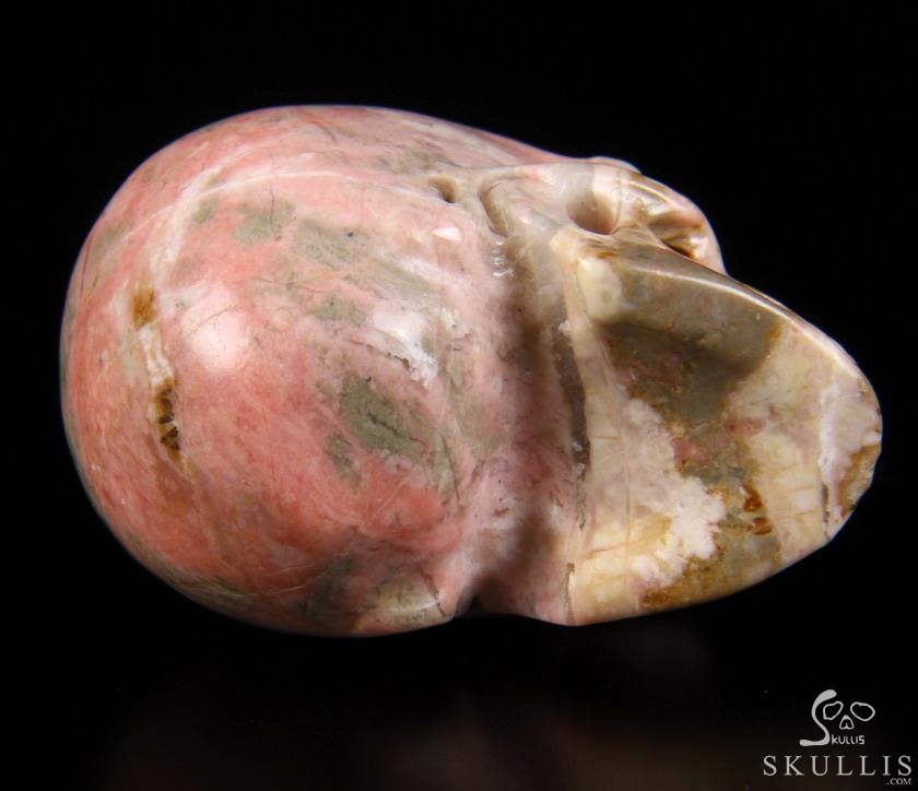 2.1" Pink & White Rhodonite Carved Crystal Skull, Realistic 2.1" Pink & White Rhodonite Carved Crystal Skull, Realistic
