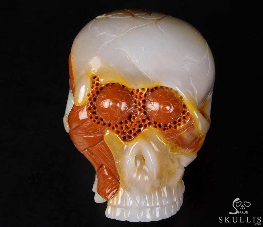 Original Design 3.5" Agate Carved Crystal Skull With Brain Sculpture, Realistic, Healing Original Design 3.5" Agate Carved Crystal Skull With Brain Sculpture, Realistic, Healing
