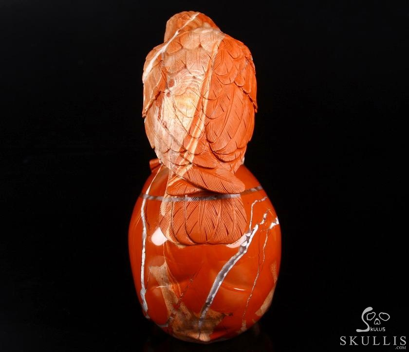 Huge 6.3" Red Jasper Carved Crystal Skull With Raven Sculpture, Realistic, Crystal Healing Huge 6.3" Red Jasper Carved Crystal Skull With Raven Sculpture, Realistic, Crystal Healing
