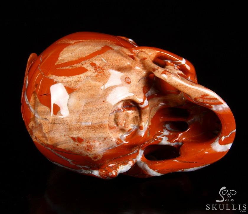 Huge 6.3" Red Jasper Carved Crystal Skull With Raven Sculpture, Realistic, Crystal Healing Huge 6.3" Red Jasper Carved Crystal Skull With Raven Sculpture, Realistic, Crystal Healing