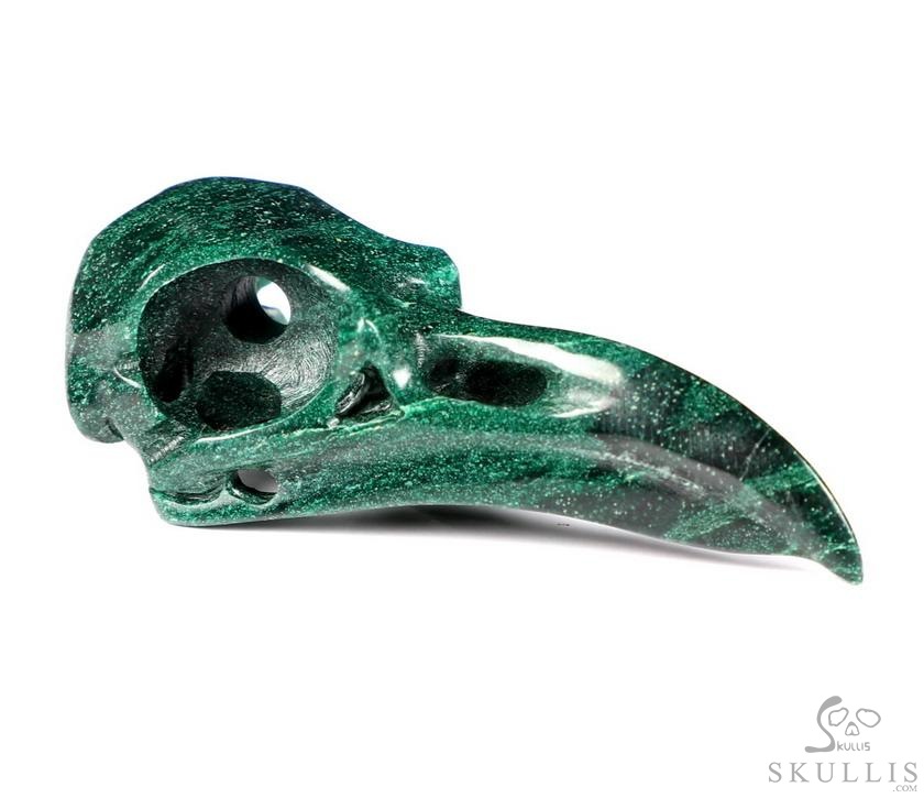 Night Pathfinder - 2.2" African Green Stone Verdite Hand Carved Crystal Raven Skull Pendant, Crystal Healing Skull Jewelry, for Women & Men Night Pathfinder - 2.2" African Green Stone Verdite Hand Carved Crystal Raven Skull Pendant, Crystal Healing Skull Jewelry, for Women & Men