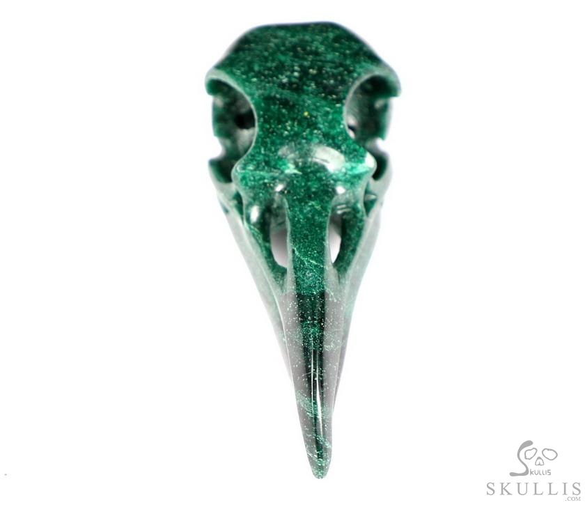 Night Pathfinder - 2.2" African Green Stone Verdite Hand Carved Crystal Raven Skull Pendant, Crystal Healing Skull Jewelry, for Women & Men Night Pathfinder - 2.2" African Green Stone Verdite Hand Carved Crystal Raven Skull Pendant, Crystal Healing Skull Jewelry, for Women & Men