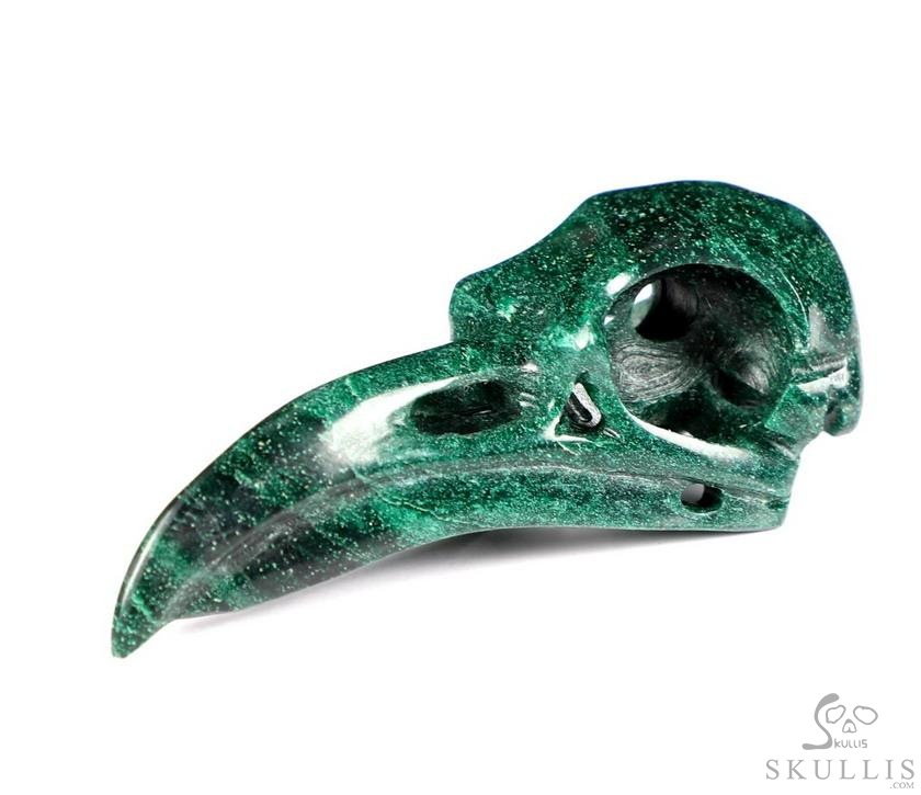 Night Pathfinder - 2.2" African Green Stone Verdite Hand Carved Crystal Raven Skull Pendant, Crystal Healing Skull Jewelry, for Women & Men Night Pathfinder - 2.2" African Green Stone Verdite Hand Carved Crystal Raven Skull Pendant, Crystal Healing Skull Jewelry, for Women & Men