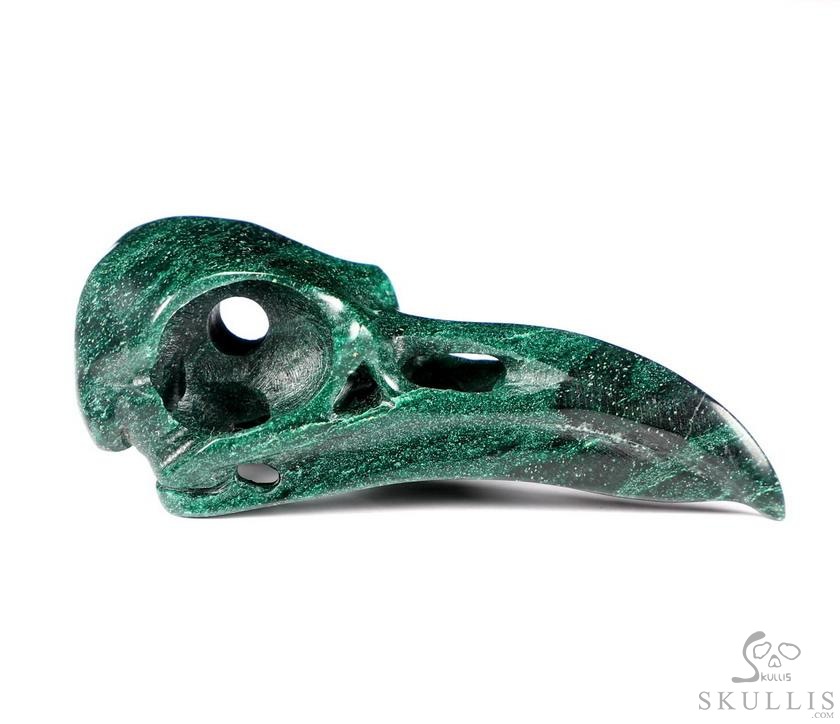 Night Pathfinder - 2.2" African Green Stone Verdite Hand Carved Crystal Raven Skull Pendant, Crystal Healing Skull Jewelry, for Women & Men Night Pathfinder - 2.2" African Green Stone Verdite Hand Carved Crystal Raven Skull Pendant, Crystal Healing Skull Jewelry, for Women & Men