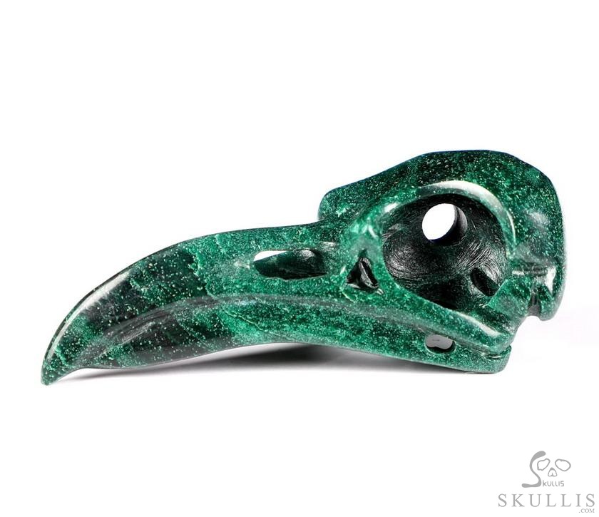 Night Pathfinder - 2.2" African Green Stone Verdite Hand Carved Crystal Raven Skull Pendant, Crystal Healing Skull Jewelry, for Women & Men Night Pathfinder - 2.2" African Green Stone Verdite Hand Carved Crystal Raven Skull Pendant, Crystal Healing Skull Jewelry, for Women & Men
