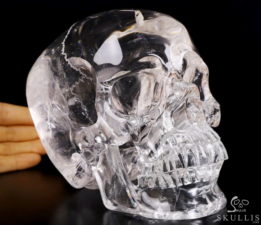 Lifesized Clear 6.5" Quartz Rock Crystal Carved Crystal Skull With Sutures,Super Realistic, Crystal Healing Lifesized Clear 6.5" Quartz Rock Crystal Carved Crystal Skull With Sutures,Super Realistic, Crystal Healing
