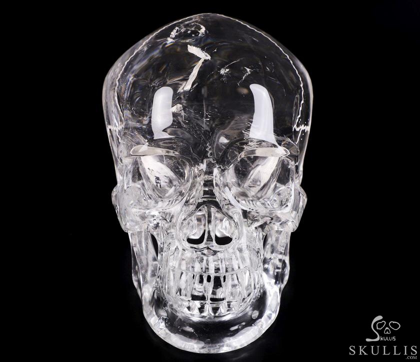 Lifesized Clear 6.5" Quartz Rock Crystal Carved Crystal Skull With Sutures,Super Realistic, Crystal Healing Lifesized Clear 6.5" Quartz Rock Crystal Carved Crystal Skull With Sutures,Super Realistic, Crystal Healing