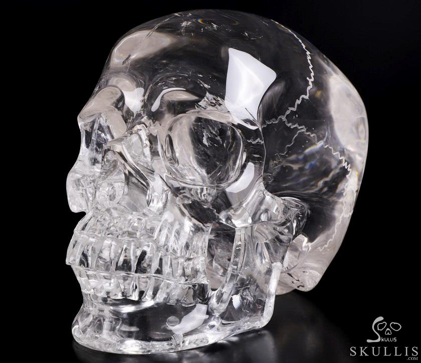 Lifesized Clear 6.5" Quartz Rock Crystal Carved Crystal Skull With Sutures,Super Realistic, Crystal Healing Lifesized Clear 6.5" Quartz Rock Crystal Carved Crystal Skull With Sutures,Super Realistic, Crystal Healing