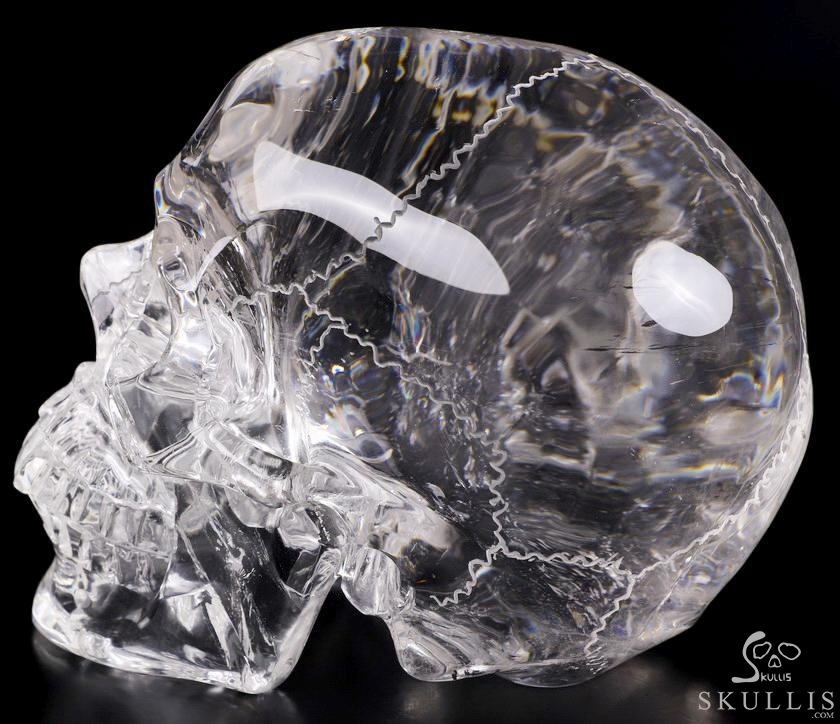Lifesized Clear 6.5" Quartz Rock Crystal Carved Crystal Skull With Sutures,Super Realistic, Crystal Healing Lifesized Clear 6.5" Quartz Rock Crystal Carved Crystal Skull With Sutures,Super Realistic, Crystal Healing