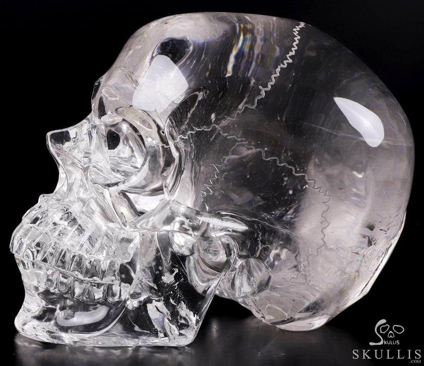Lifesized Clear 6.5" Quartz Rock Crystal Carved Crystal Skull With Sutures,Super Realistic, Crystal Healing Lifesized Clear 6.5" Quartz Rock Crystal Carved Crystal Skull With Sutures,Super Realistic, Crystal Healing