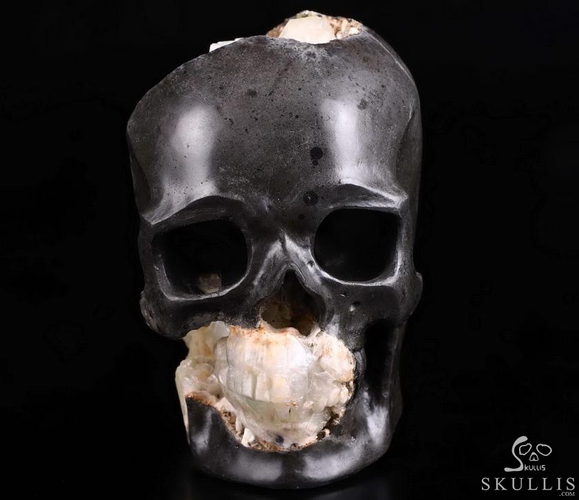 Original 5.0" Harmotome Carved Crystal Skull & Spine Sculpture, Crystal Healing Original 5.0" Harmotome Carved Crystal Skull & Spine Sculpture, Crystal Healing
