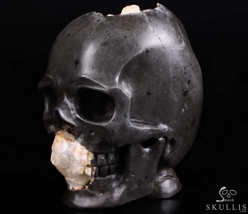 Original 5.0" Harmotome Carved Crystal Skull & Spine Sculpture, Crystal Healing Original 5.0" Harmotome Carved Crystal Skull & Spine Sculpture, Crystal Healing