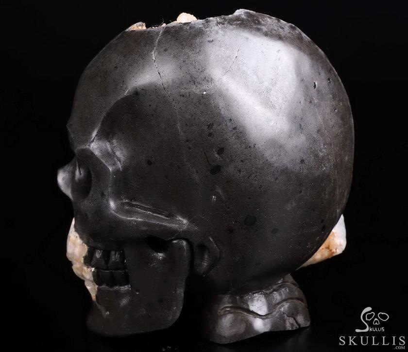 Original 5.0" Harmotome Carved Crystal Skull & Spine Sculpture, Crystal Healing Original 5.0" Harmotome Carved Crystal Skull & Spine Sculpture, Crystal Healing