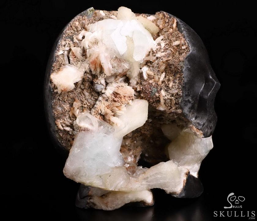 Original 5.0" Harmotome Carved Crystal Skull & Spine Sculpture, Crystal Healing Original 5.0" Harmotome Carved Crystal Skull & Spine Sculpture, Crystal Healing