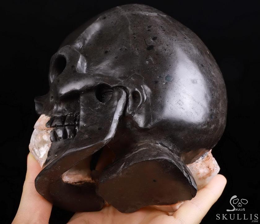 Original 5.0" Harmotome Carved Crystal Skull & Spine Sculpture, Crystal Healing Original 5.0" Harmotome Carved Crystal Skull & Spine Sculpture, Crystal Healing