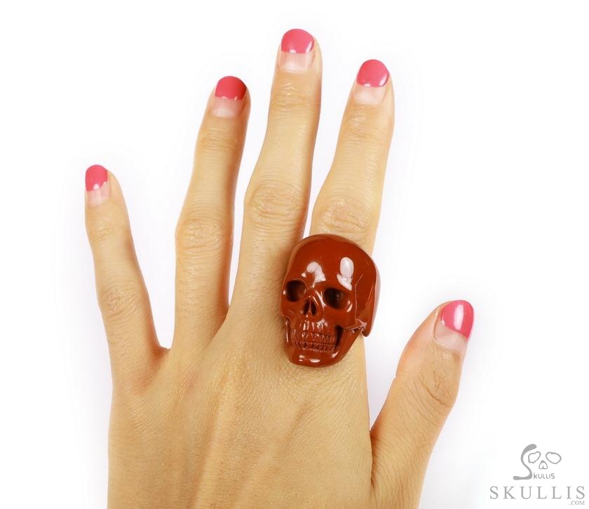 The Poetic Dreamer - US size 8 Red Jasper Hand Carved Crystal Skull Ring, Crystal Healing Skull Jewelry, for Women & Men The Poetic Dreamer - US size 8 Red Jasper Hand Carved Crystal Skull Ring, Crystal Healing Skull Jewelry, for Women & Men