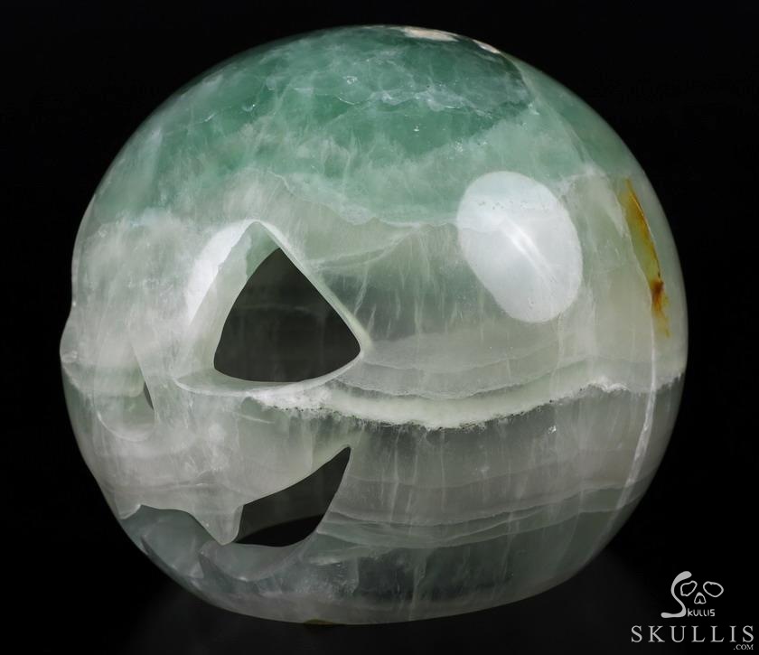 Halloween Gift- 6.0" Fluorite Carved Crystal Halloween Jack Skull Sculpture, Crystal Healing Halloween Gift- 6.0" Fluorite Carved Crystal Halloween Jack Skull Sculpture, Crystal Healing