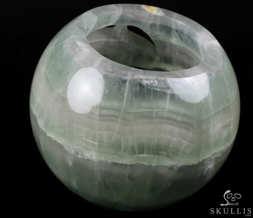 Halloween Gift- 6.0" Fluorite Carved Crystal Halloween Jack Skull Sculpture, Crystal Healing Halloween Gift- 6.0" Fluorite Carved Crystal Halloween Jack Skull Sculpture, Crystal Healing
