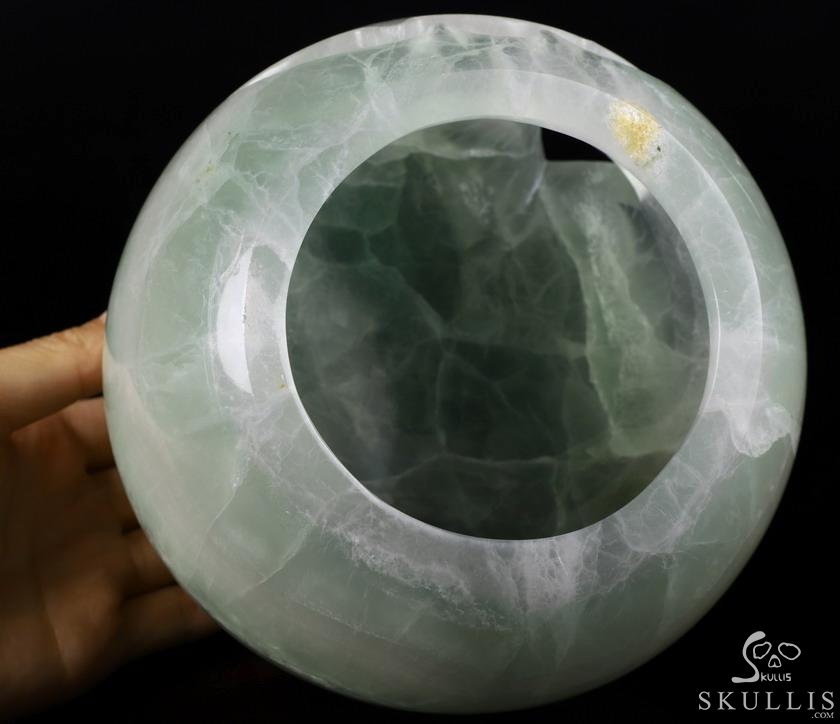 Halloween Gift- 6.0" Fluorite Carved Crystal Halloween Jack Skull Sculpture, Crystal Healing Halloween Gift- 6.0" Fluorite Carved Crystal Halloween Jack Skull Sculpture, Crystal Healing