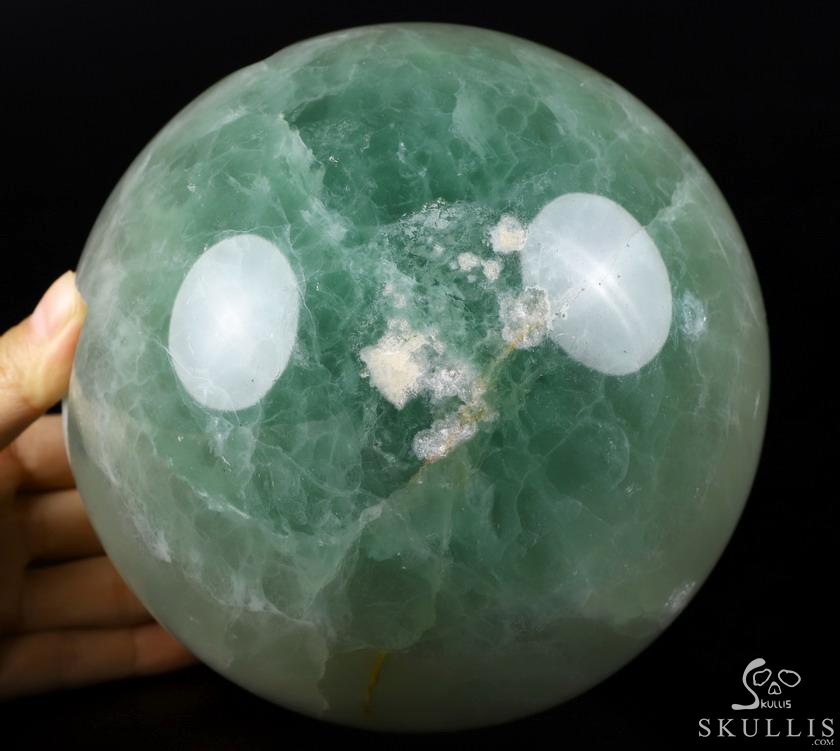 Halloween Gift- 6.0" Fluorite Carved Crystal Halloween Jack Skull Sculpture, Crystal Healing Halloween Gift- 6.0" Fluorite Carved Crystal Halloween Jack Skull Sculpture, Crystal Healing
