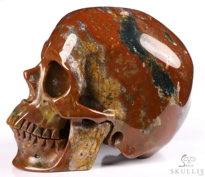 Gemstone Huge 4.7" Indian Agate Carved Crystal Skull,Super Realistic, Crystal Healing Gemstone Huge 4.7" Indian Agate Carved Crystal Skull,Super Realistic, Crystal Healing