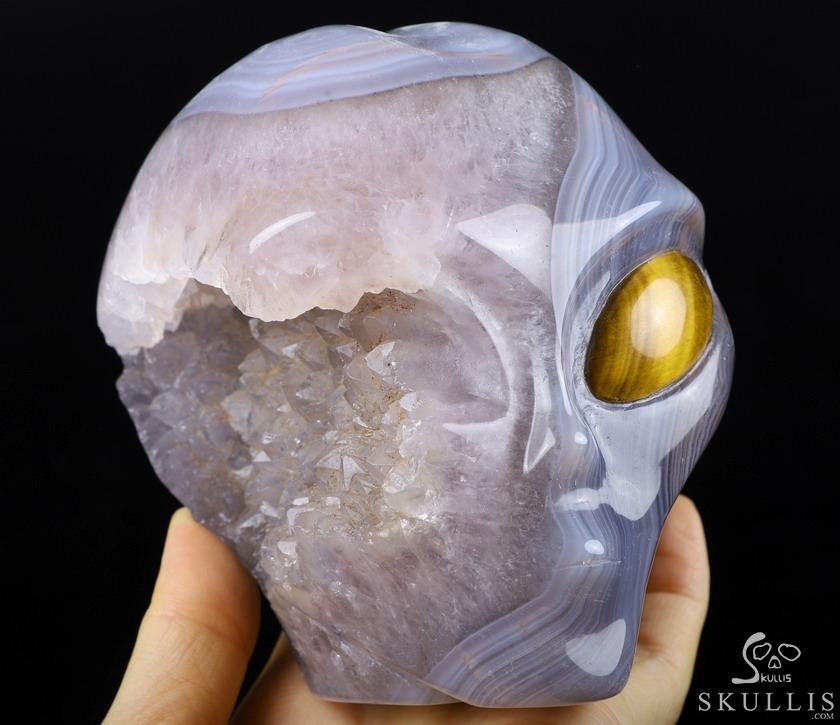 Huge 4.3" Agate Amethyst Geode Star Being Female Alien Crystal Skull Companion With Tiger Eye Eyes, CHand Carved Gemstone Fine Art Sculpture,, Reiki Healing Stone Statue Huge 4.3" Agate Amethyst Geode Star Being Female Alien Crystal Skull Companion With Tiger Eye Eyes, CHand Carved Gemstone Fine Art Sculpture,, Reiki Healing Stone Statue