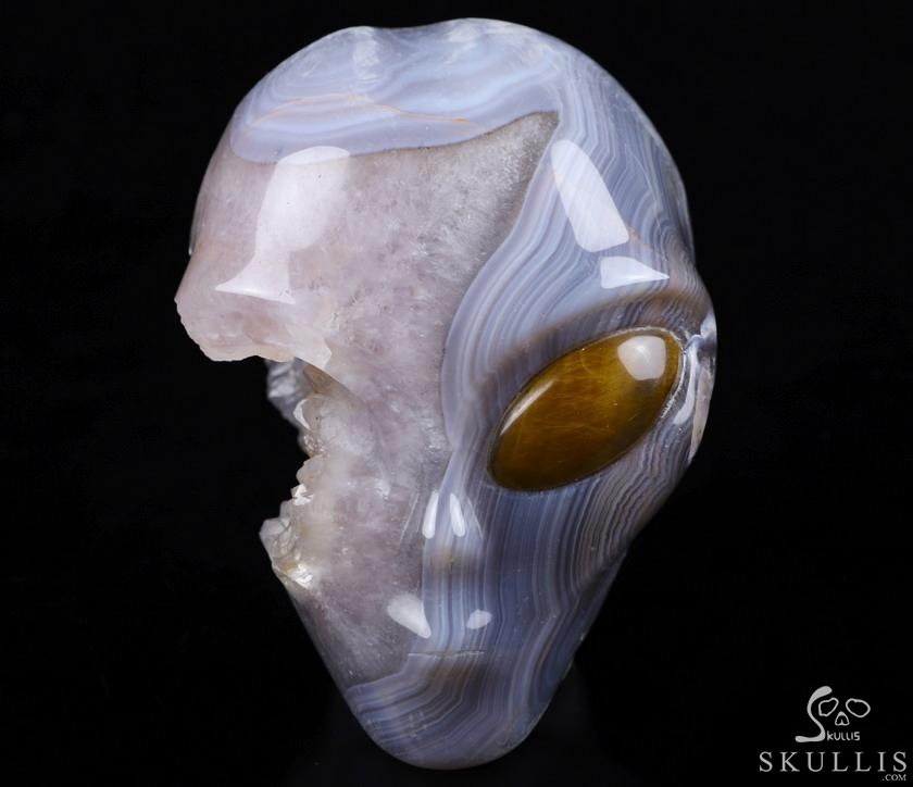 Huge 4.3" Agate Amethyst Geode Star Being Female Alien Crystal Skull Companion With Tiger Eye Eyes, CHand Carved Gemstone Fine Art Sculpture,, Reiki Healing Stone Statue Huge 4.3" Agate Amethyst Geode Star Being Female Alien Crystal Skull Companion With Tiger Eye Eyes, CHand Carved Gemstone Fine Art Sculpture,, Reiki Healing Stone Statue
