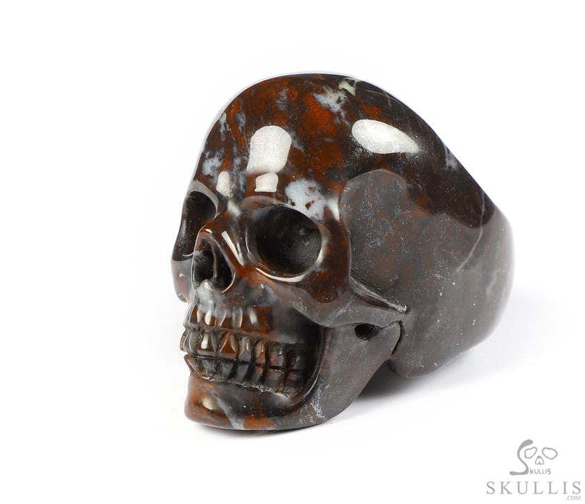 The Poetic Dreamer - US size 10 Chinese Bloodstone Hand Carved Crystal Skull Ring, Crystal Healing Skull Jewelry, for Women & Men The Poetic Dreamer - US size 10 Chinese Bloodstone Hand Carved Crystal Skull Ring, Crystal Healing Skull Jewelry, for Women & Men
