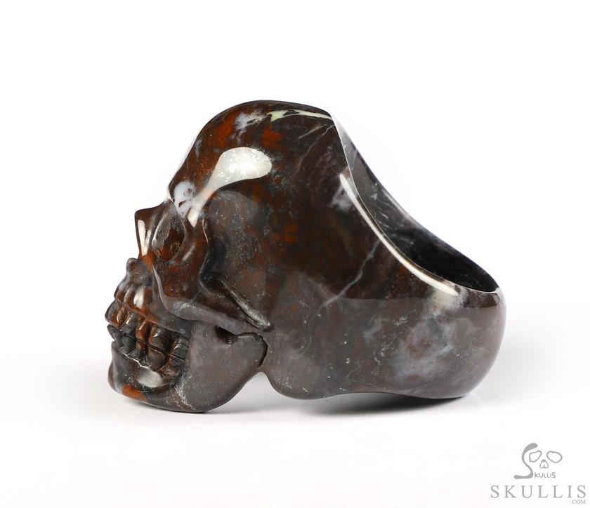 The Poetic Dreamer - US size 10 Chinese Bloodstone Hand Carved Crystal Skull Ring, Crystal Healing Skull Jewelry, for Women & Men The Poetic Dreamer - US size 10 Chinese Bloodstone Hand Carved Crystal Skull Ring, Crystal Healing Skull Jewelry, for Women & Men
