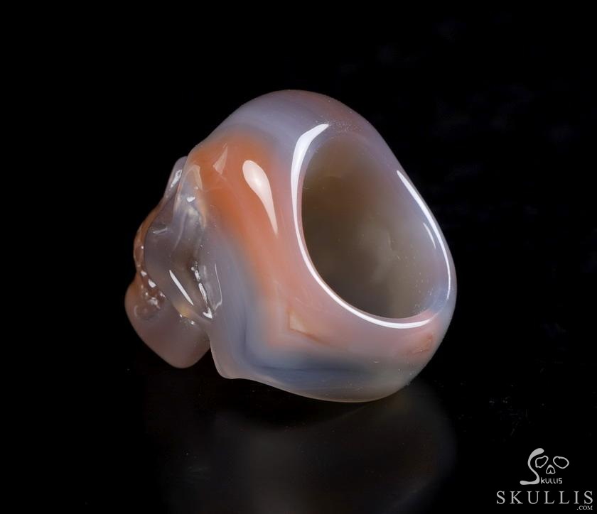 The Poetic Dreamer - US size 8 Mozambique Agate Hand Carved Crystal Skull Ring, Crystal Healing Skull Jewelry, for Women & Men The Poetic Dreamer - US size 8 Mozambique Agate Hand Carved Crystal Skull Ring, Crystal Healing Skull Jewelry, for Women & Men