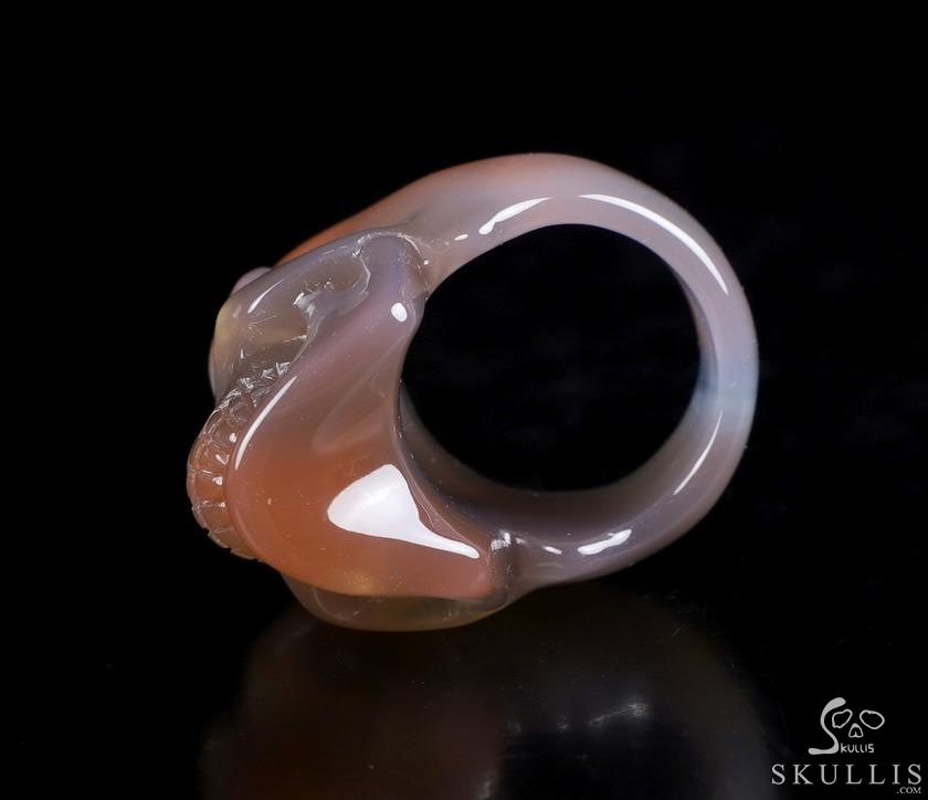 The Poetic Dreamer - US size 8 Mozambique Agate Hand Carved Crystal Skull Ring, Crystal Healing Skull Jewelry, for Women & Men The Poetic Dreamer - US size 8 Mozambique Agate Hand Carved Crystal Skull Ring, Crystal Healing Skull Jewelry, for Women & Men