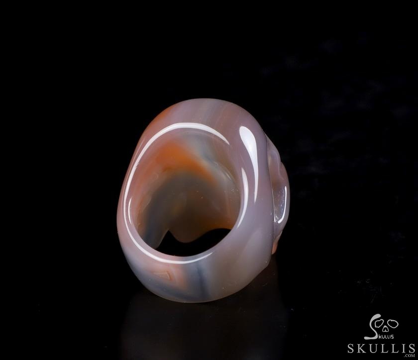 The Poetic Dreamer - US size 8 Mozambique Agate Hand Carved Crystal Skull Ring, Crystal Healing Skull Jewelry, for Women & Men The Poetic Dreamer - US size 8 Mozambique Agate Hand Carved Crystal Skull Ring, Crystal Healing Skull Jewelry, for Women & Men