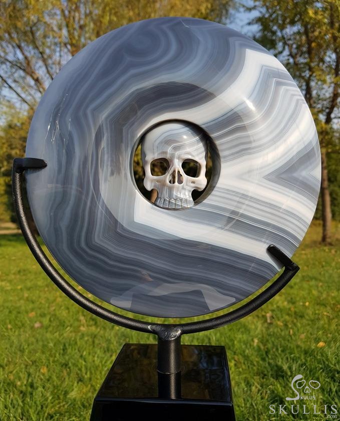 Huge 10.6" Gray & White Agate Carved Crystal Skull Ping buckle, Crystal Healing Huge 10.6" Gray & White Agate Carved Crystal Skull Ping buckle, Crystal Healing