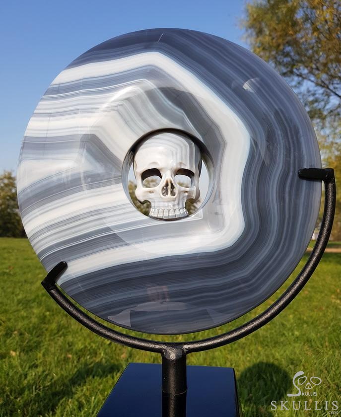 Huge 10.6" Gray & White Agate Carved Crystal Skull Ping buckle, Crystal Healing Huge 10.6" Gray & White Agate Carved Crystal Skull Ping buckle, Crystal Healing