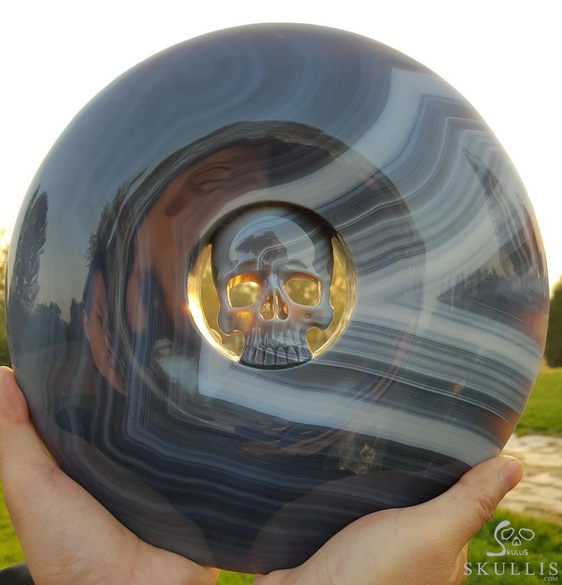 Huge 10.6" Gray & White Agate Carved Crystal Skull Ping buckle, Crystal Healing Huge 10.6" Gray & White Agate Carved Crystal Skull Ping buckle, Crystal Healing