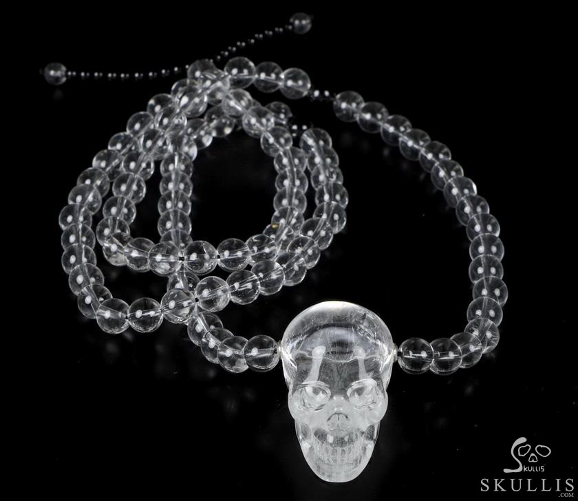 Skull Meditation Necklace of 1.5" Quartz Rock Crystal Hand Carved Crystal Skull, Crystal Healing Skull Jewelry, for Women & Men Skull Meditation Necklace of 1.5" Quartz Rock Crystal Hand Carved Crystal Skull, Crystal Healing Skull Jewelry, for Women & Men